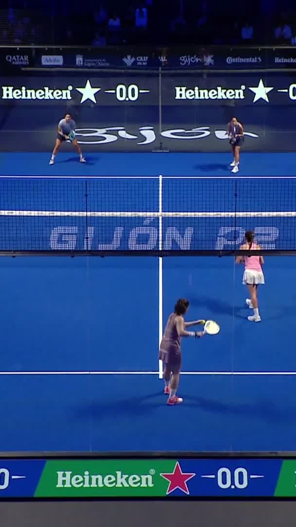 Powerful backhand by Brea at the net