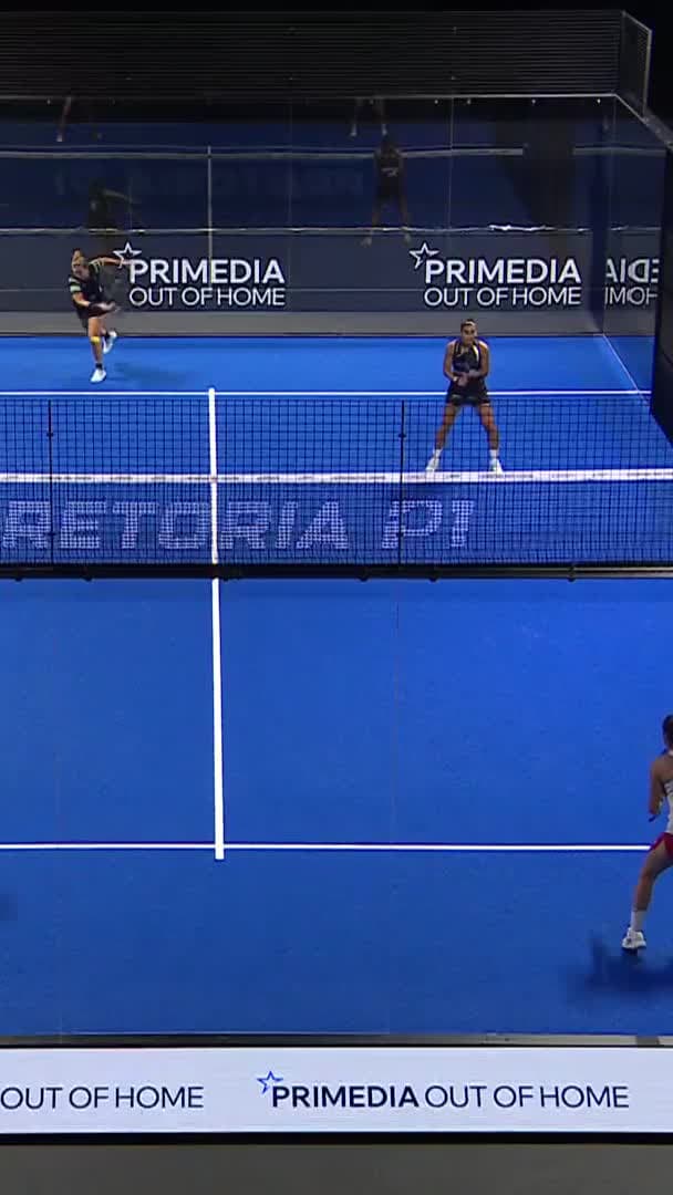 Caparros hits a volley towards the cage to take the first game of the match